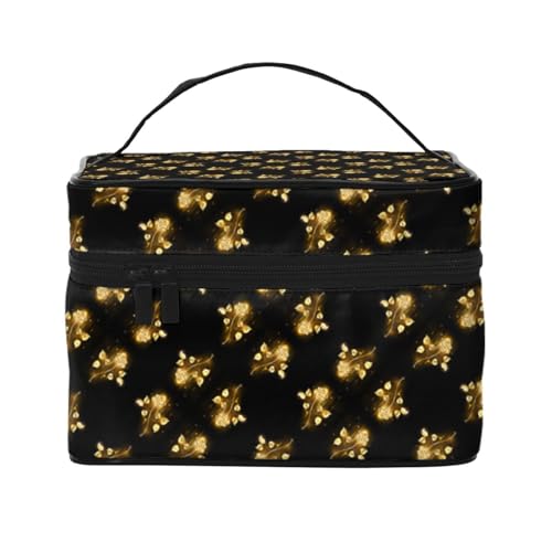 Reise-Kosmetiktasche, goldfarbene Rose, Reise-Kosmetiktasche, Kosmetik-Werkzeugkasten, Kosmetik-Organizer, Schwarz , Einheitsgröße von KLMELLMDE