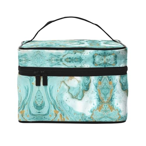 Reise-Kosmetiktasche, grün-goldener Marmor, Reise-Kosmetiktasche, Kosmetik-Werkzeugkasten, Kosmetik-Organizer, Schwarz , Einheitsgröße von KLMELLMDE