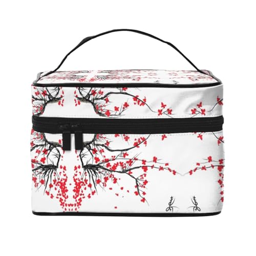 Reise-Kosmetiktasche, japanischer Kirschbaum, Reise-Kosmetiktasche, Kosmetik-Werkzeugkasten, Kosmetik-Organizer, Schwarz , Einheitsgröße von KLMELLMDE