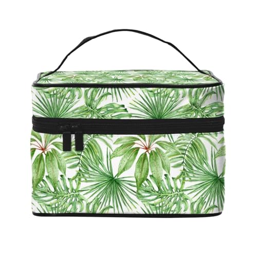 Reise-Kosmetiktasche, tropische Palmen-Bananenblätter, Reise-Kosmetiktasche, Kosmetik-Werkzeugkasten, Kosmetik-Organizer, Schwarz , Einheitsgröße von KLMELLMDE