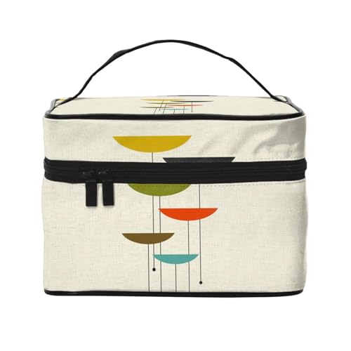 Reise-Kosmetiktasche aus der Mitte des Jahrhunderts, moderne Drucke, Reise-Kosmetiktasche, Kosmetik-Werkzeugkasten, Kosmetik-Organizer, Schwarz , Einheitsgröße von KLMELLMDE