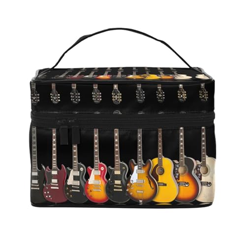 Reise-Kosmetiktasche für E-Gitarre, Reise-Kosmetiktasche, Kosmetik-Werkzeugkasten, Kosmetik-Organizer, Schwarz , Einheitsgröße von KLMELLMDE