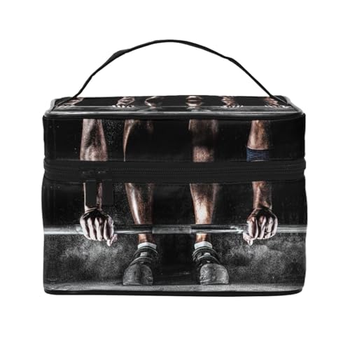 Reise-Kosmetiktasche für Gewichtheben, Sport-Kosmetiktasche, Kosmetiktasche, Kosmetik-Organizer, Schwarz , Einheitsgröße von KLMELLMDE