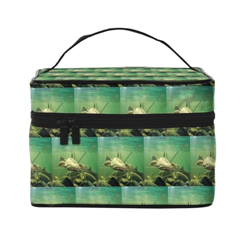 Reise-Kosmetiktasche für Unterwasserwelse, Reise-Kosmetiktasche, Kosmetik-Werkzeugkasten, Kosmetik-Organizer, Schwarz , Einheitsgröße von KLMELLMDE