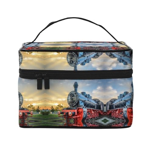 Reise-Kosmetiktasche mit Dampfzug, Reise-Kosmetiktasche, Kosmetik-Werkzeugkasten, Kosmetik-Organizer, Schwarz , Einheitsgröße von KLMELLMDE