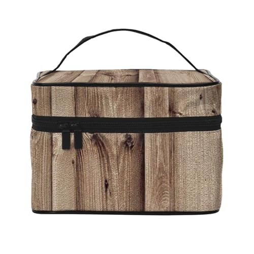 Reise-Kosmetiktasche mit Holzmaserung, Reise-Kosmetiktasche, Kosmetik-Werkzeugkasten, Kosmetik-Organizer, Schwarz , Einheitsgröße von KLMELLMDE