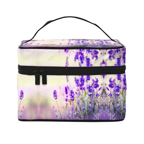 Reise-Kosmetiktasche mit Lavendelblüte, Reise-Kosmetiktasche, Kosmetik-Werkzeugkasten, Kosmetik-Organizer, Schwarz , Einheitsgröße von KLMELLMDE