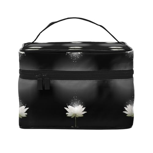 Reise-Kosmetiktasche mit Lotusblüte, Reise-Kosmetiktasche, Kosmetik-Werkzeugkasten, Kosmetik-Organizer, Schwarz , Einheitsgröße von KLMELLMDE