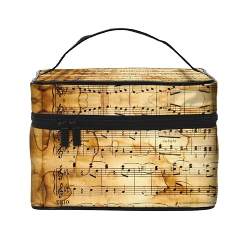 Reise-Kosmetiktasche mit Musiknoten-Druck, Reise-Kosmetiktasche, Kosmetik-Werkzeugkasten, Kosmetik-Organizer, Schwarz , Einheitsgröße von KLMELLMDE