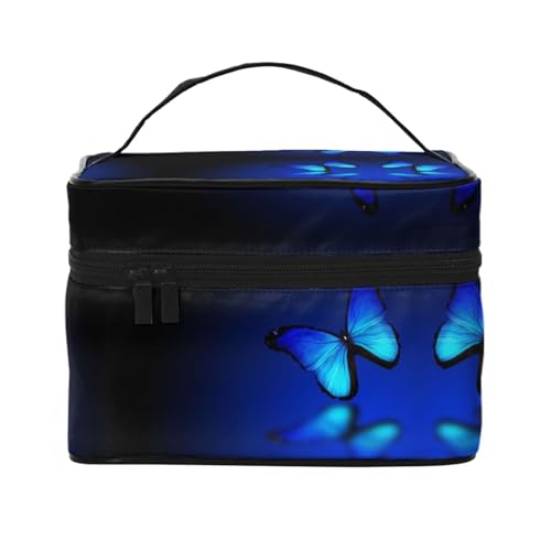 Reise-Kosmetiktasche mit Schmetterlingen, Reise-Kosmetiktasche, Kosmetik-Werkzeugkasten, Kosmetik-Organizer, Schwarz , Einheitsgröße von KLMELLMDE