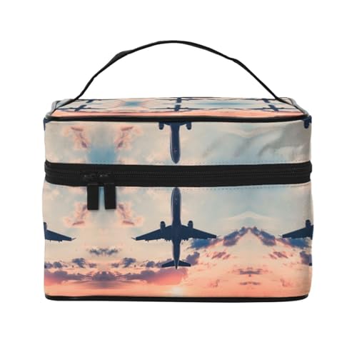 Reise-Kosmetiktasche mit Sonnenuntergang, Reise-Kosmetiktasche, Kosmetik-Werkzeugkasten, Kosmetik-Organizer, Schwarz , Einheitsgröße von KLMELLMDE