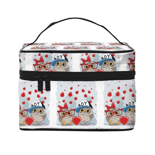 Reise-Kosmetiktasche mit niedlicher Eule, Reise-Kosmetiktasche, Kosmetik-Werkzeugkasten, Kosmetik-Organizer, Schwarz , Einheitsgröße von KLMELLMDE