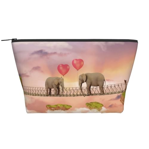 Täglicher Organizer, Elefant auf einer Brücke, Kosmetiktasche, Reise-Organizer, exquisite Kulturbeutel, Leiter, tragbarer Kosmetik-Organizer, Schreibwaren-Tasche, Schwarz , Einheitsgröße von KLMELLMDE