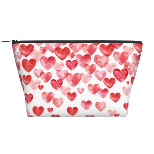 Täglicher Organizer, Kosmetiktasche mit roten Herzen, Reise-Organizer, exquisite Kulturbeutel, Leiter, tragbarer Kosmetik-Organizer, Schreibwaren-Tasche, Schwarz , Einheitsgröße von KLMELLMDE