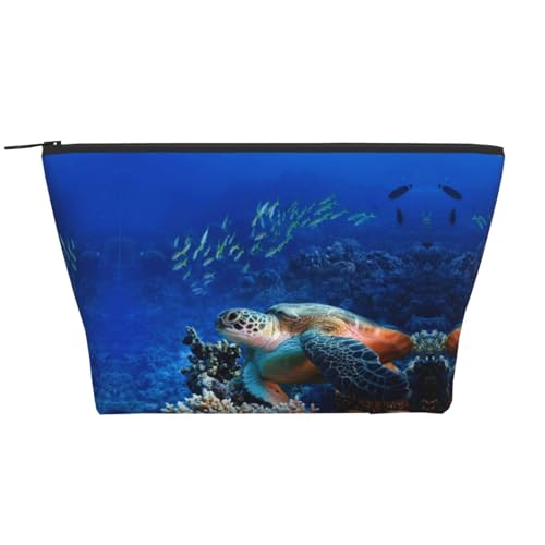 Täglicher Organizer, Meeresschildkröte mit Fischen, Kosmetiktasche, Reise-Organizer, exquisite Kulturbeutel, Leiter, tragbarer Kosmetik-Organizer, Schreibwaren-Tasche, Schwarz , Einheitsgröße von KLMELLMDE