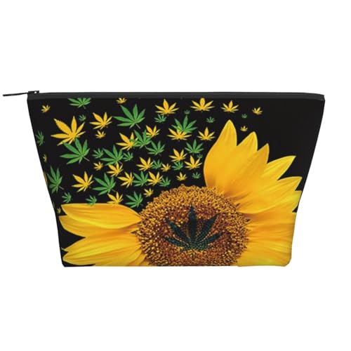 Täglicher Organizer, Unkraut mit Sonnenblumen-Kosmetiktasche, Reise-Organizer, exquisite Kulturbeutel, Leiter, tragbarer Kosmetik-Organizer, Schreibwaren-Tasche, Schwarz , Einheitsgröße von KLMELLMDE