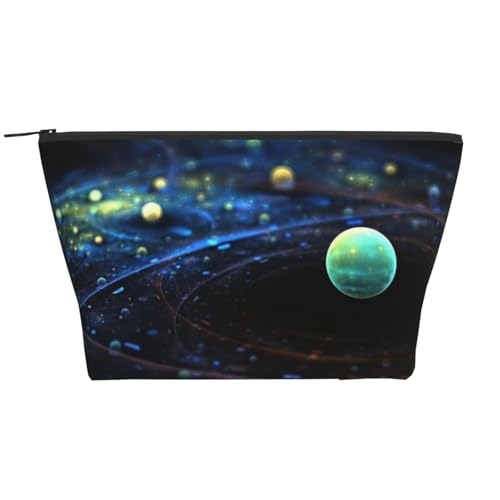 Täglicher Organizer, Weltraumplaneten, Kosmetiktasche, Reise-Organizer, exquisite Kulturbeutel, Leiter, tragbarer Kosmetik-Organizer, Schreibwaren-Tasche, Schwarz , Einheitsgröße von KLMELLMDE