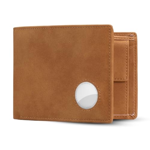 KLOMORE Airtag Geldbörse Herren Leder mit Münzfach (Airtag Nicht enthalten) RFID Schutz Geldbeutel Wallet Portmonee Kartenetui Echtleder Portemonnaie Kreditkartenetui von KLOMORE