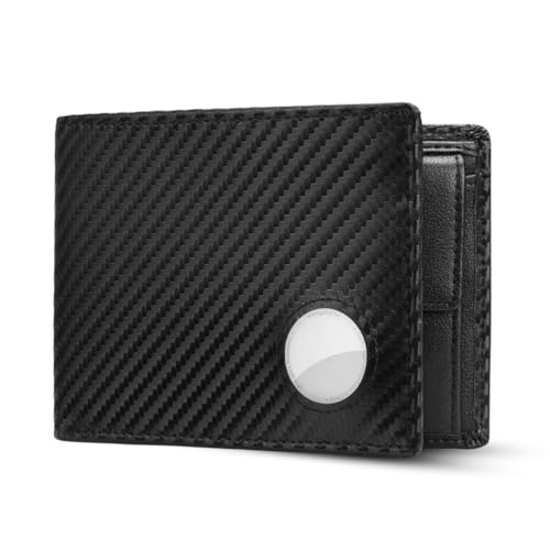 KLOMORE Airtag Geldbörse Herren Leder mit Münzfach (Airtag Nicht enthalten) RFID Schutz Geldbeutel Wallet Portmonee Kartenetui Echtleder Portemonnaie Kreditkartenetui von KLOMORE