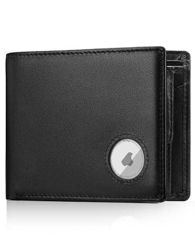 KLOMORE Minimalist Geldbörse Airtag Herren Leder mit Münzfach (Airtag Nicht enthalten) RFID Schutz Geldbeutel Wallet Portmonee Kartenetui Echtleder Portemonnaie Kreditkartenetui von KLOMORE