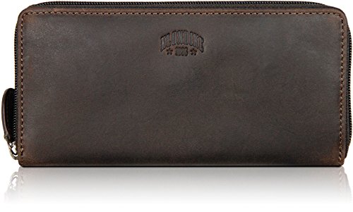 KLONDIKE 1896 'Viola' Geldbörse Damen Groß viele Fächer Leder – Frauen Geldbeutel mit Reißverschluss Lang – Damengeldbörse Langbörse Portemonnaie im Querformat, Dunkelbraun von KLONDIKE 1896