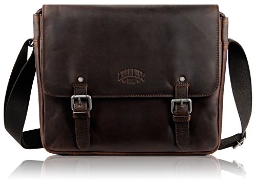 Klondike 1896 'Joe' Umhängetasche Herren aus Leder - Kleine Schultertasche für Laptop bis 13" - Braun von KLONDIKE 1896