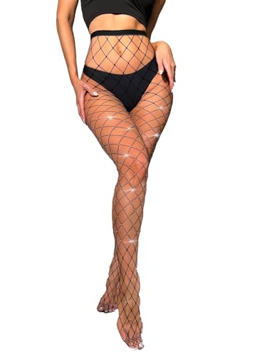 KLONKEE Glitzer Strumpfhosen Damen mit Strass, Netzstrumpfhose Glitzer Strumpfhose Glitzer Glitzernde Strass Netzstrumpfhosen für Karneval, Performances, Cosplay, Partys von KLONKEE