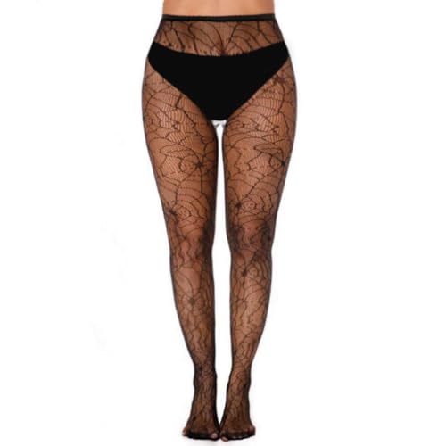 KLONKEE Netzstrumpfhose Schwarz Muster Strumpfhosen für Damen, Fishnet Stockings Strumpfhosen Netzstrümpfe Fischnetz Strümpfe Sexy Elastisch Hohe Taille Strumpfhosen(spiderweb) von KLONKEE