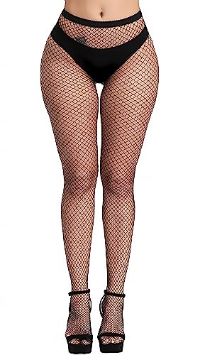 KLONKEE Netzstrumpfhose Schwarz für Damen, Fishnet Stockings Strumpfhosen Netzstrümpfe Fischnetz Strümpfe Sexy Elastisch Hohe Taille Strumpfhosen（1 PCS） von KLONKEE