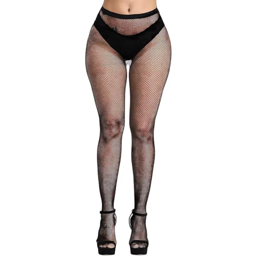 KLONKEE Netzstrumpfhose Schwarz für Damen, Fishnet Stockings Strumpfhosen Netzstrümpfe Fischnetz Strümpfe Elastisch Hohe Taille Strumpfhosen von KLONKEE
