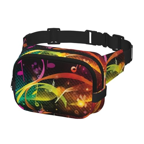 Gürteltasche für Damen und Herren, bunte Musiknoten, Bauchtasche, Bauchtasche, Bauchtasche, Schwarz, Einheitsgröße, Schwarz , Einheitsgröße von KLOPH