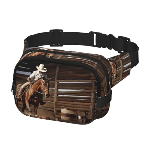 Gürteltasche für Herren und Damen, Crossbody-Gürteltasche, American West Rodeo, Bauchtasche, Bauchtasche, Schwarz, Einheitsgröße, Schwarz , Einheitsgröße von KLOPH