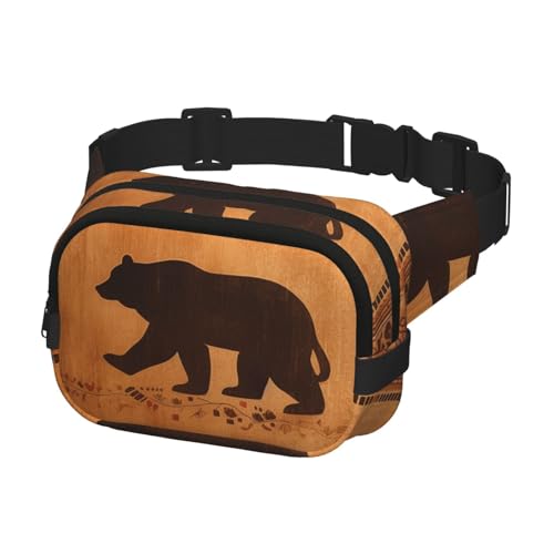 Gürteltasche für Herren und Damen, Crossbody-Gürteltasche, Bär, Bauchtasche, Bauchtasche, Schwarz, Einheitsgröße, Schwarz , Einheitsgröße von KLOPH