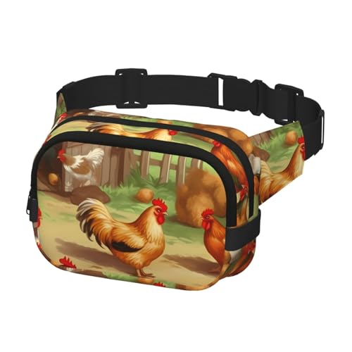 Gürteltasche für Herren und Damen, Crossbody-Gürteltasche, Brathähnchen, Hennerfarm, Bauchtasche, Bauchtasche, Schwarz, Einheitsgröße, Schwarz , Einheitsgröße von KLOPH