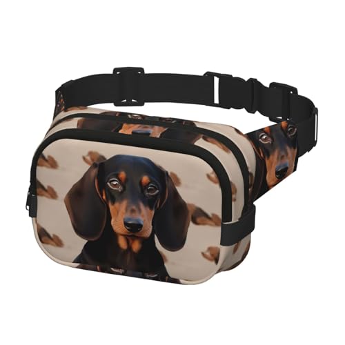 Gürteltasche für Herren und Damen, Crossbody-Gürteltasche, Dackel, Hund, Bauchtasche, Bauchtasche, Schwarz, Einheitsgröße, Schwarz , Einheitsgröße von KLOPH