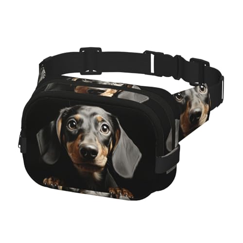 Gürteltasche für Herren und Damen, Crossbody-Gürteltasche, Dackel-Hüfttasche, Reise-Bauchtasche, Schwarz, Einheitsgröße, Schwarz , Einheitsgröße von KLOPH