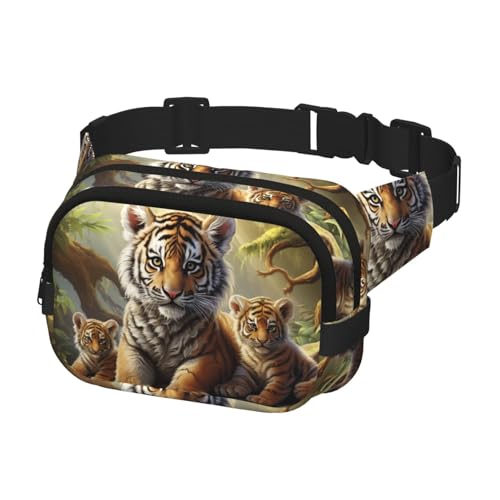 Gürteltasche für Herren und Damen, Crossbody-Gürteltasche, Dschungel-Tigerjungle, Jungle, Bauchtasche, Bauchtasche, Schwarz, Einheitsgröße, Schwarz , Einheitsgröße von KLOPH