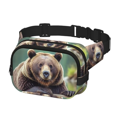 Gürteltasche für Herren und Damen, Crossbody-Gürteltasche, Grizzlybär, Bauchtasche, Bauchtasche, Schwarz, Einheitsgröße, Schwarz , Einheitsgröße von KLOPH