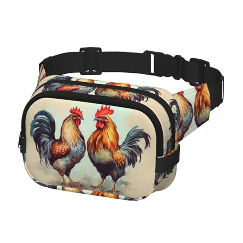 Gürteltasche für Herren und Damen, Crossbody-Gürteltasche, Hahn und Henne, Bauchtasche, Bauchtasche, Schwarz, Einheitsgröße, Schwarz , Einheitsgröße von KLOPH