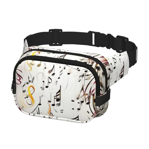 Gürteltasche für Herren und Damen, Crossbody-Gürteltasche, Musiknoten-Druck, Bauchtasche, Bauchtasche, Bauchtasche, Schwarz, Einheitsgröße, Schwarz , Einheitsgröße von KLOPH