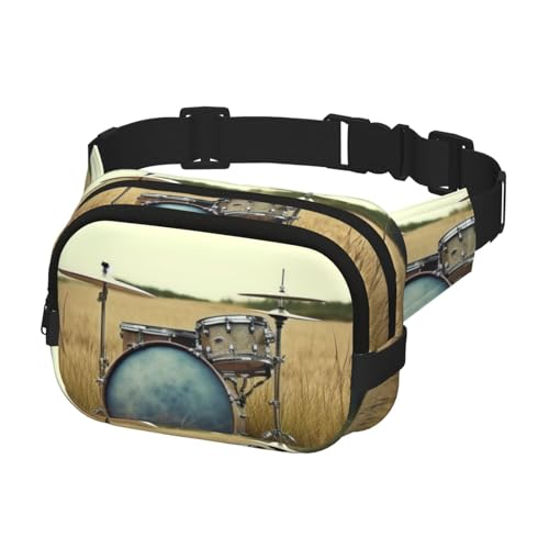 Gürteltasche für Herren und Damen, Crossbody-Gürteltasche, Musiktrommel im Feld, Hüfttasche, Reise-Bauchtasche, Schwarz, Einheitsgröße, Schwarz , Einheitsgröße von KLOPH