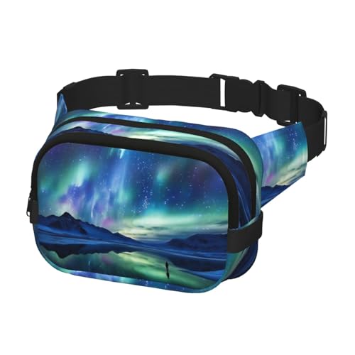 Gürteltasche für Herren und Damen, Crossbody-Gürteltasche, Nordlichter, Bauchtasche, Bauchtasche, Schwarz, Einheitsgröße, Schwarz , Einheitsgröße von KLOPH