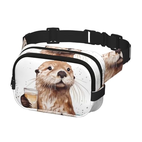 Gürteltasche für Herren und Damen, Crossbody-Gürteltasche, Seeotter, Bauchtasche, Bauchtasche, Schwarz, Einheitsgröße, Schwarz , Einheitsgröße von KLOPH