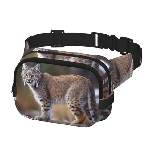 Gürteltasche für Herren und Damen, Crossbody-Gürteltasche, Wildbobcat-Hüfttasche, Reise-Gürteltasche, Schwarz, Einheitsgröße, Schwarz , Einheitsgröße von KLOPH