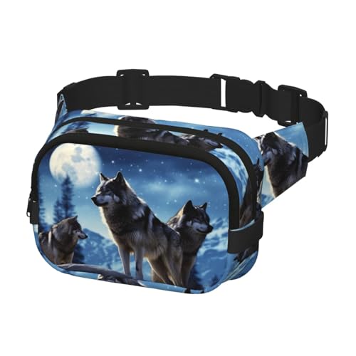 Gürteltasche für Herren und Damen, Crossbody-Gürteltasche, Wolfs-Gürteltasche, Reise-Bauchtasche, Schwarz, Einheitsgröße, Schwarz , Einheitsgröße von KLOPH