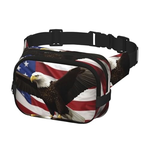 Gürteltasche für Herren und Damen, Crossbody-Gürteltasche, amerikanische Flagge, Adler, Reise-Gürteltasche, Schwarz, Einheitsgröße, Schwarz , Einheitsgröße von KLOPH