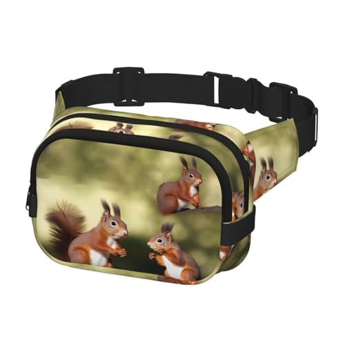 Gürteltasche für Herren und Damen, Crossbody-Gürteltasche, niedliche Eichhörnchen, Bauchtasche, Bauchtasche, Schwarz, Einheitsgröße, Schwarz , Einheitsgröße von KLOPH