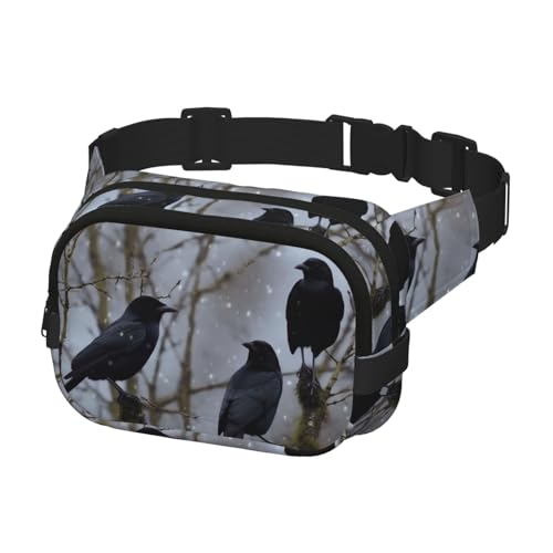 Gürteltasche für Herren und Damen, Crossbody-Gürteltasche, schwarze Krähenvögel, Bauchtasche, Bauchtasche, Schwarz, Einheitsgröße, Schwarz , Einheitsgröße von KLOPH