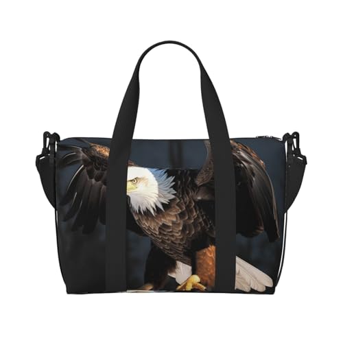 Sporttasche Damen Herren Canvas Reisetasche für Samurai Reise Schwimmen Fitness Training, Glatzköpfige Adler, One size von KLOPH