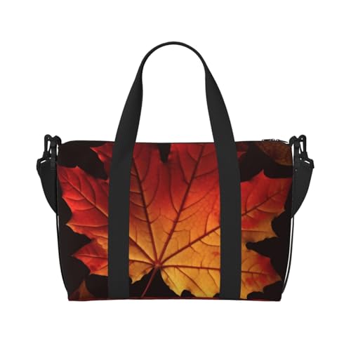 Sporttasche Damen Herren Reisetasche Seesack Fun Eichhörnchen Weekender Tasche Canvas Tragetasche für Übernachtung für Reisen Schwimmen Fitness Workout Sporttasche Seesack, Herbst Herbst Blätter, One von KLOPH